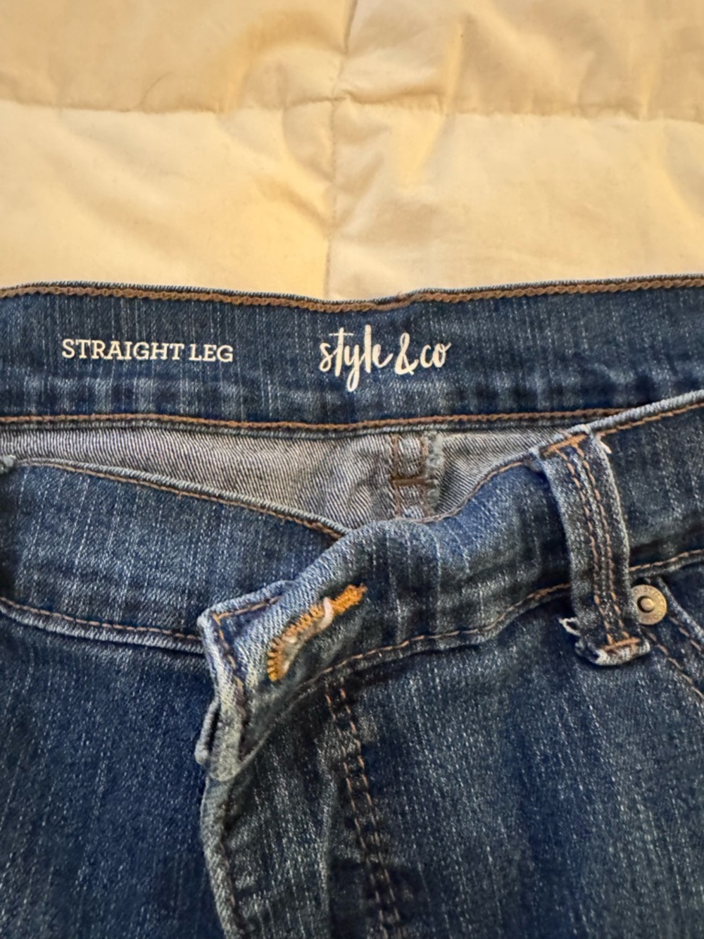 Style & Co. Straight-Leg Dark Blue Jeans - Picture 3 of 4